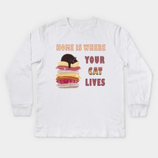 home is where your cat lives Kids Long Sleeve T-Shirt